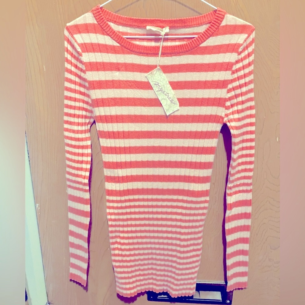 Women’s Pink & Ivory Striped Knit Bodycon Dress, Women’s Small